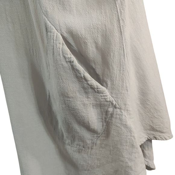 Oh My Gauze Light Gray Allie Cotton Top Asymmetrical Lagenlook Lightweight L XL - Picture 6 of 11
